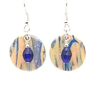 Coastal Charm - Blue Coral Cream Silver - Dangle Earrings - Handmade